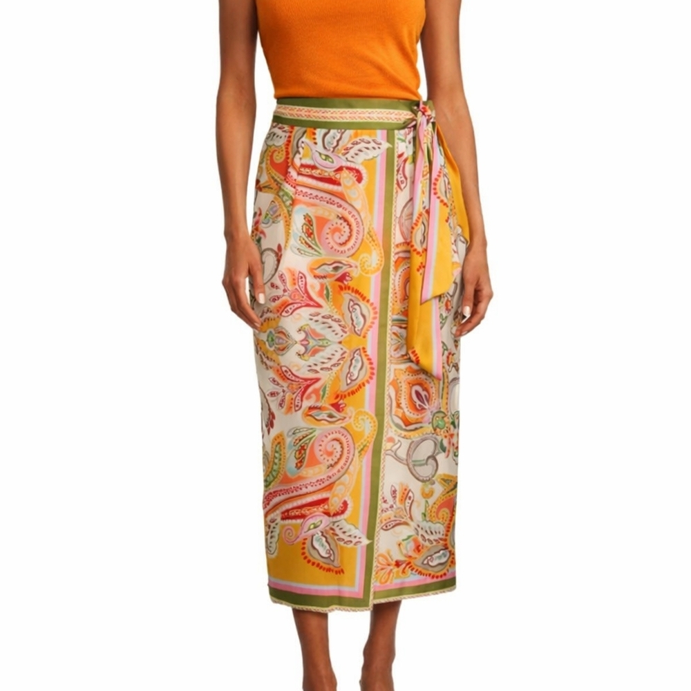 Elie Tahari Paisley Pastels Wrap Skirt -SZ4